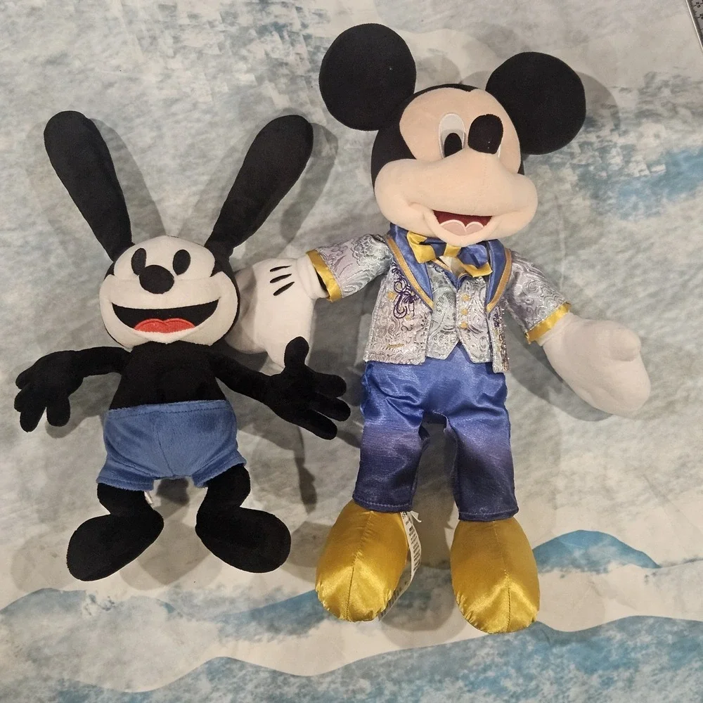Disney Beginnings Plush Bundle Oswald Lucky Rabbit Mickey Mouse 50th Anniversary